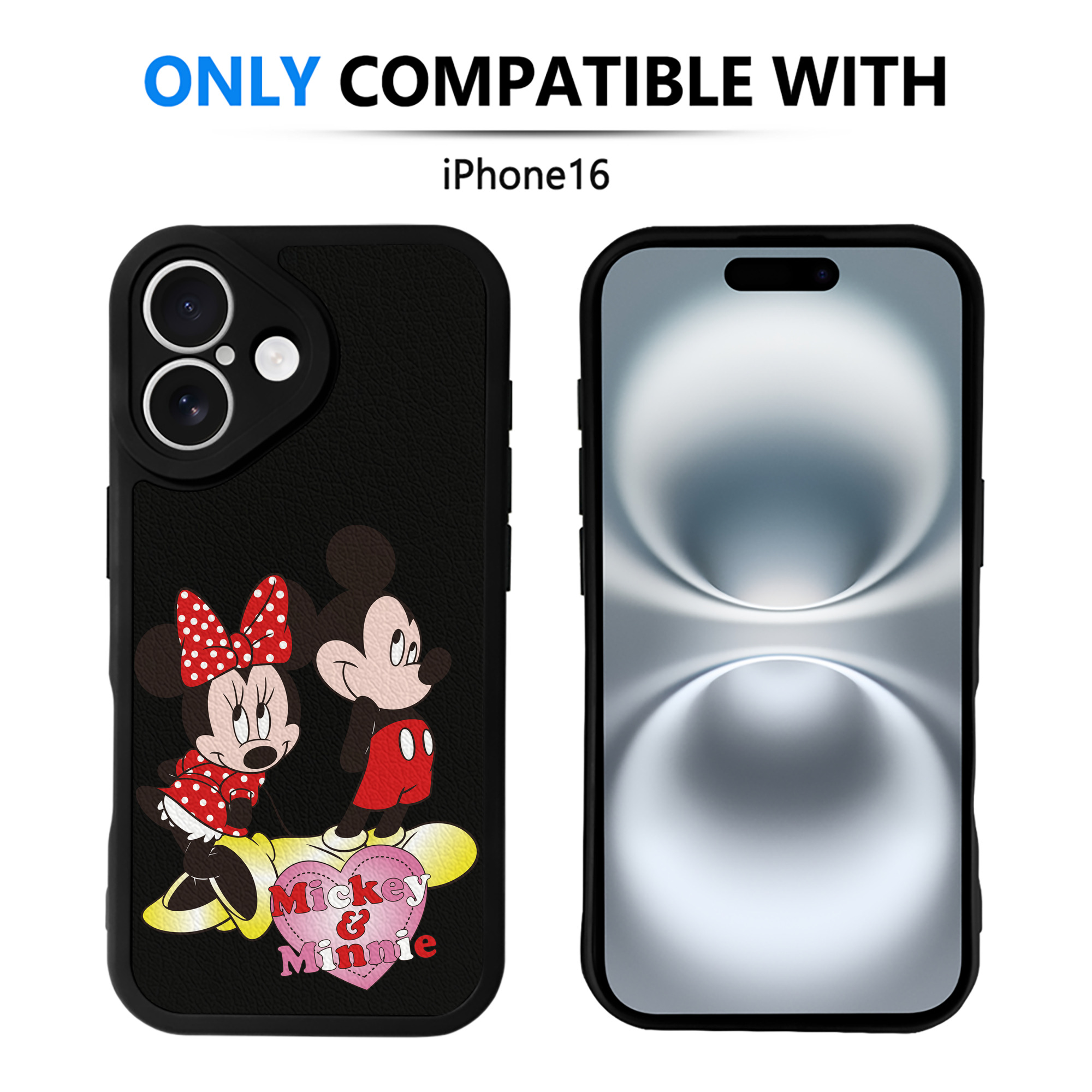 （画像用） ミッキーマウス Mickey Mouse 【iPhone 16シリーズ対応】シリコンスマホケース（レザー調） 材質：シリコン